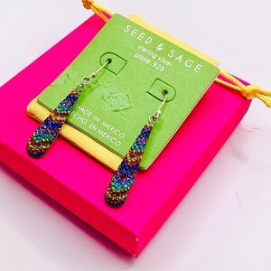 Seed & Sage Rainbow CZ crystals Teardrop Sterling Silver Earrings